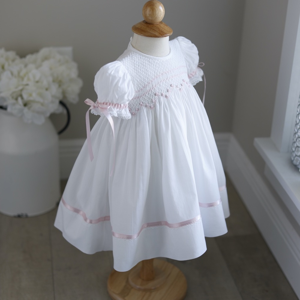Strasburg Dress Smocked White RARE SIZE Special Occassion Heirloom